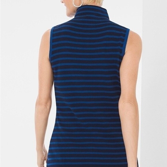 Chico’s Zenergy Mock Neck StripedTank Tunic Blue Black Size 0 - Picture 11 of 14